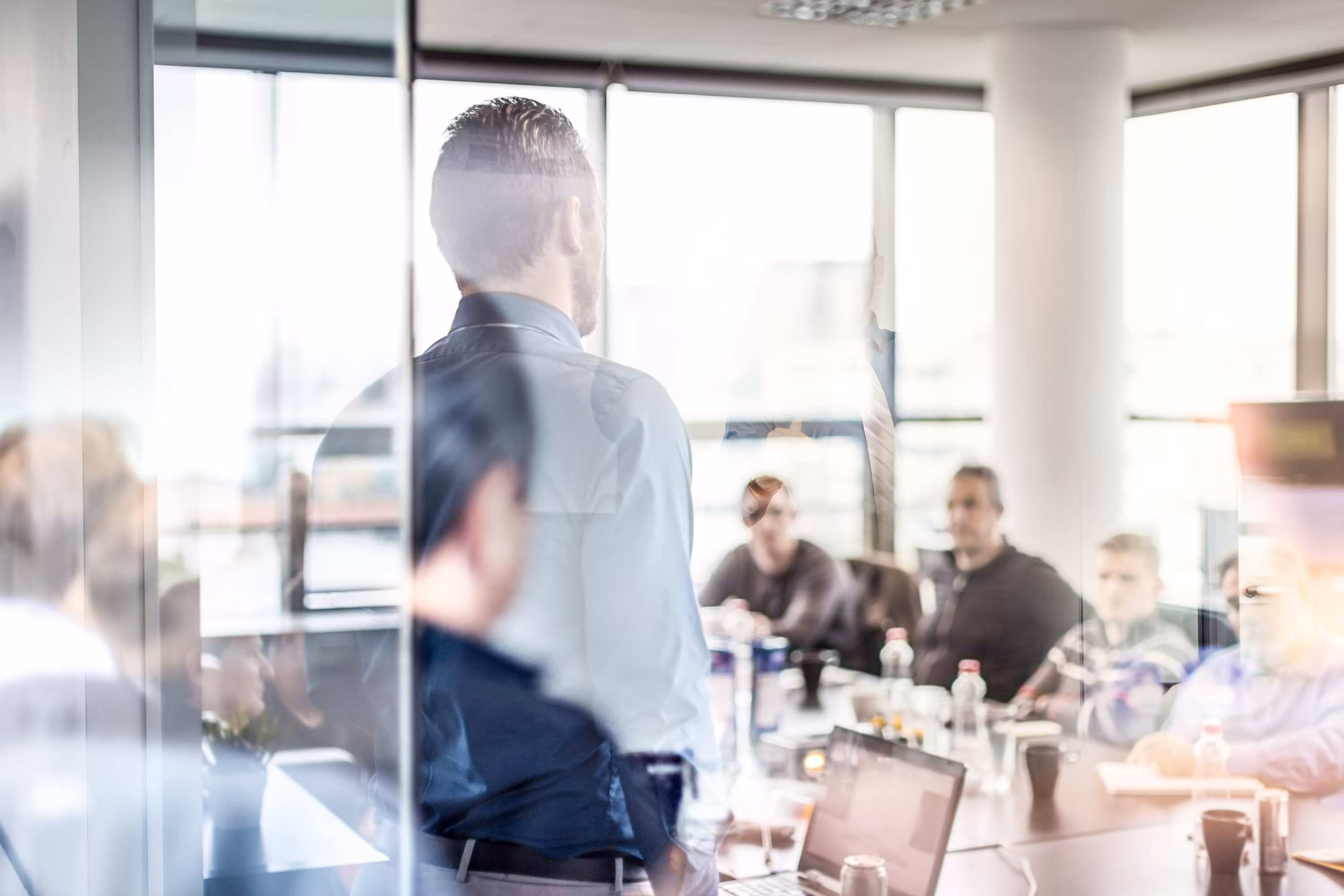 Guy moderates a meeting