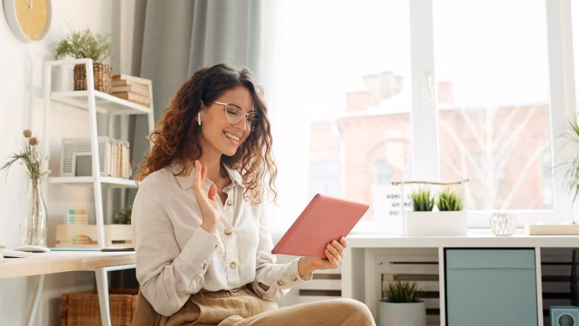 Woman in an Online Meeting with Sally