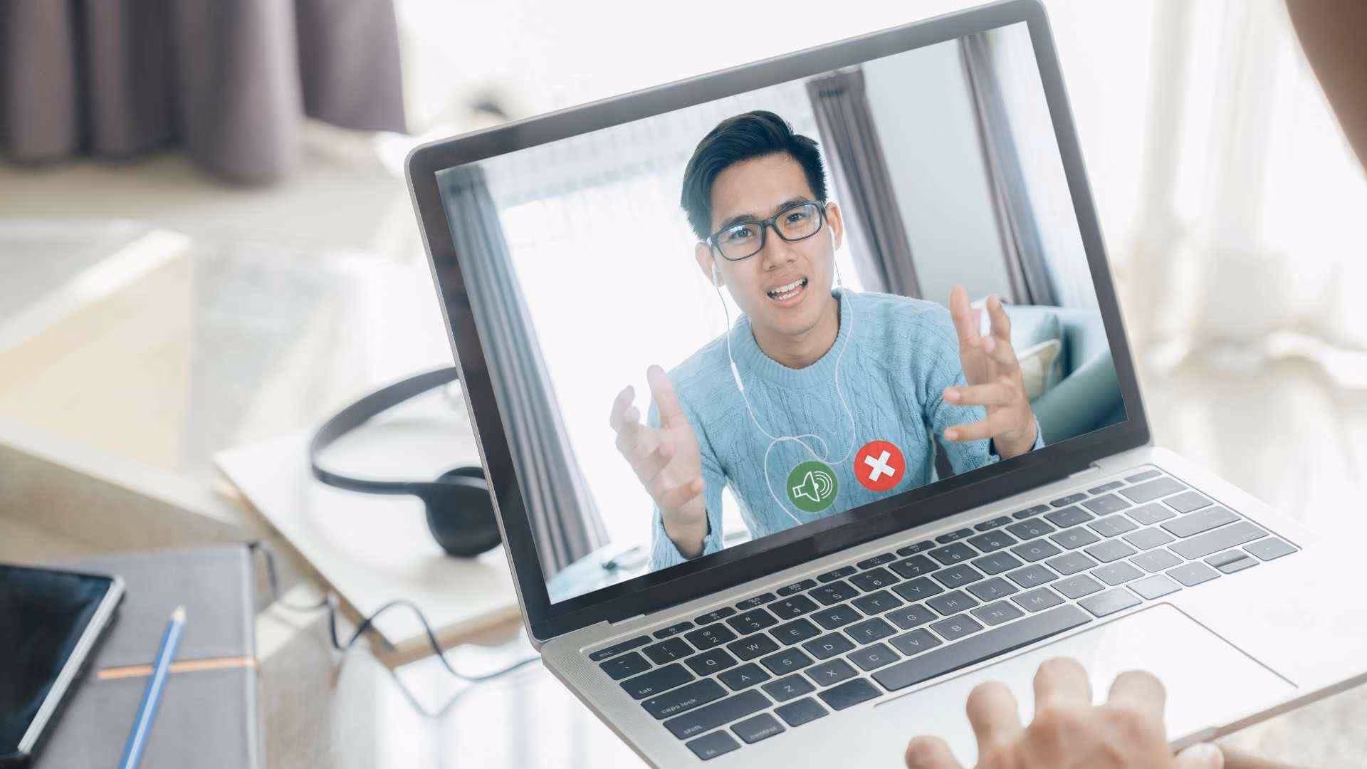 Online Meeting on a Laptop