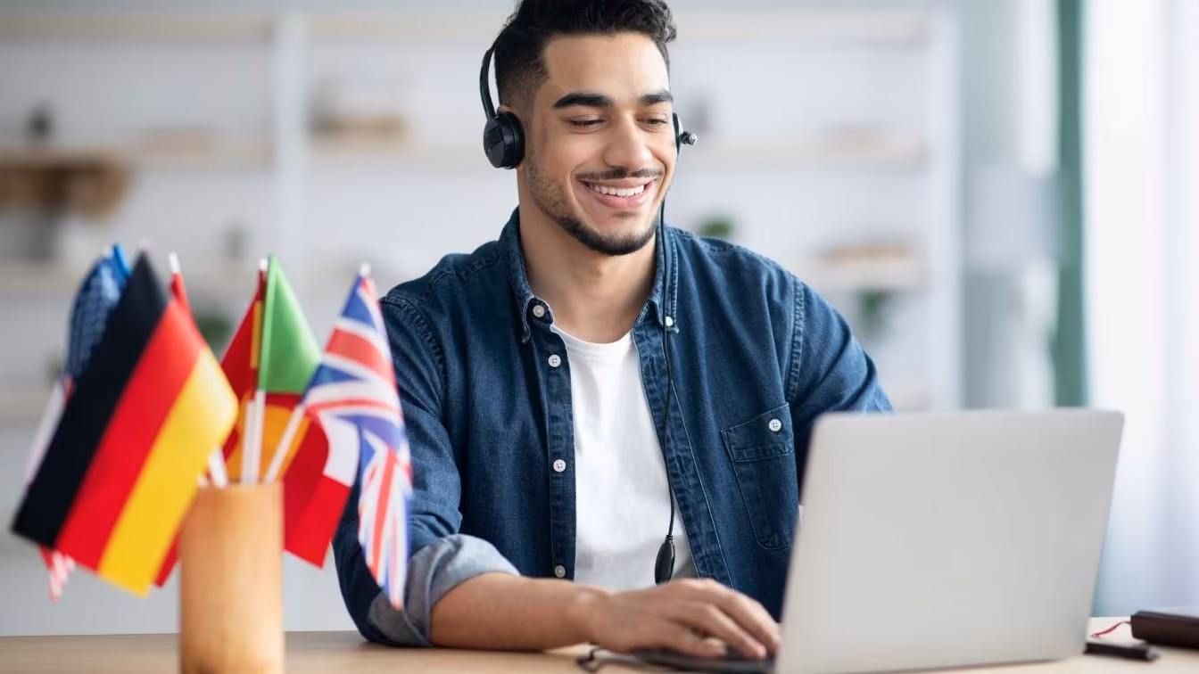 Man in a Meeting with multilingual support