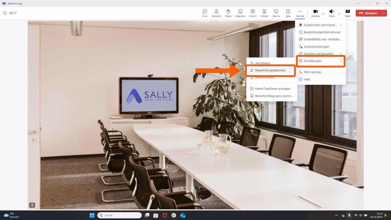MS Teams meeting options
