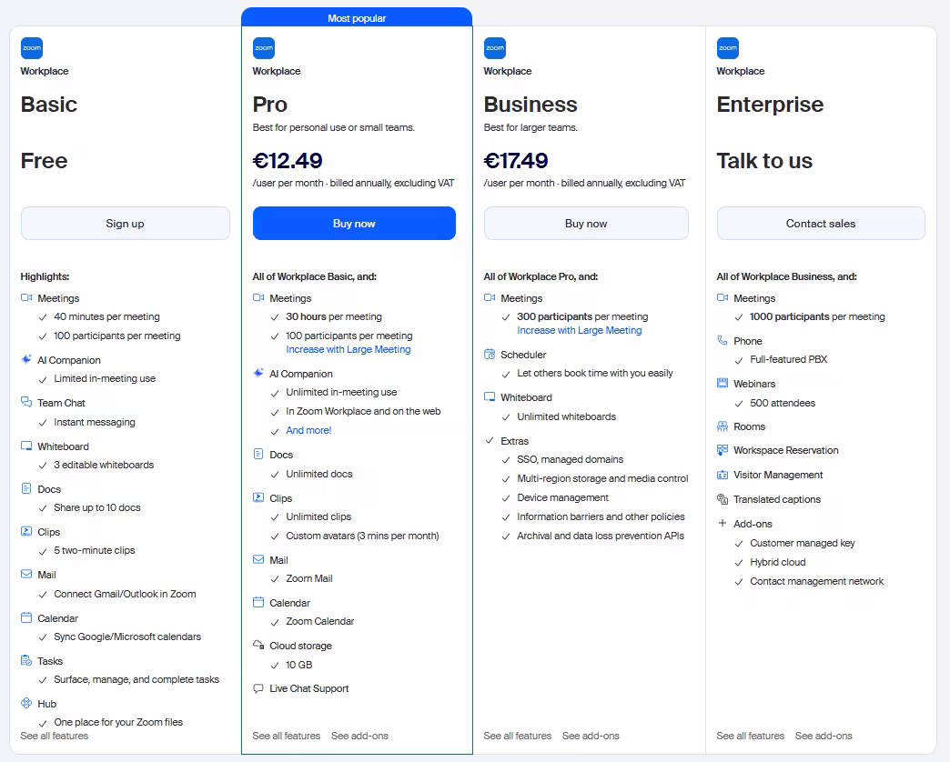 Zoom Pricing