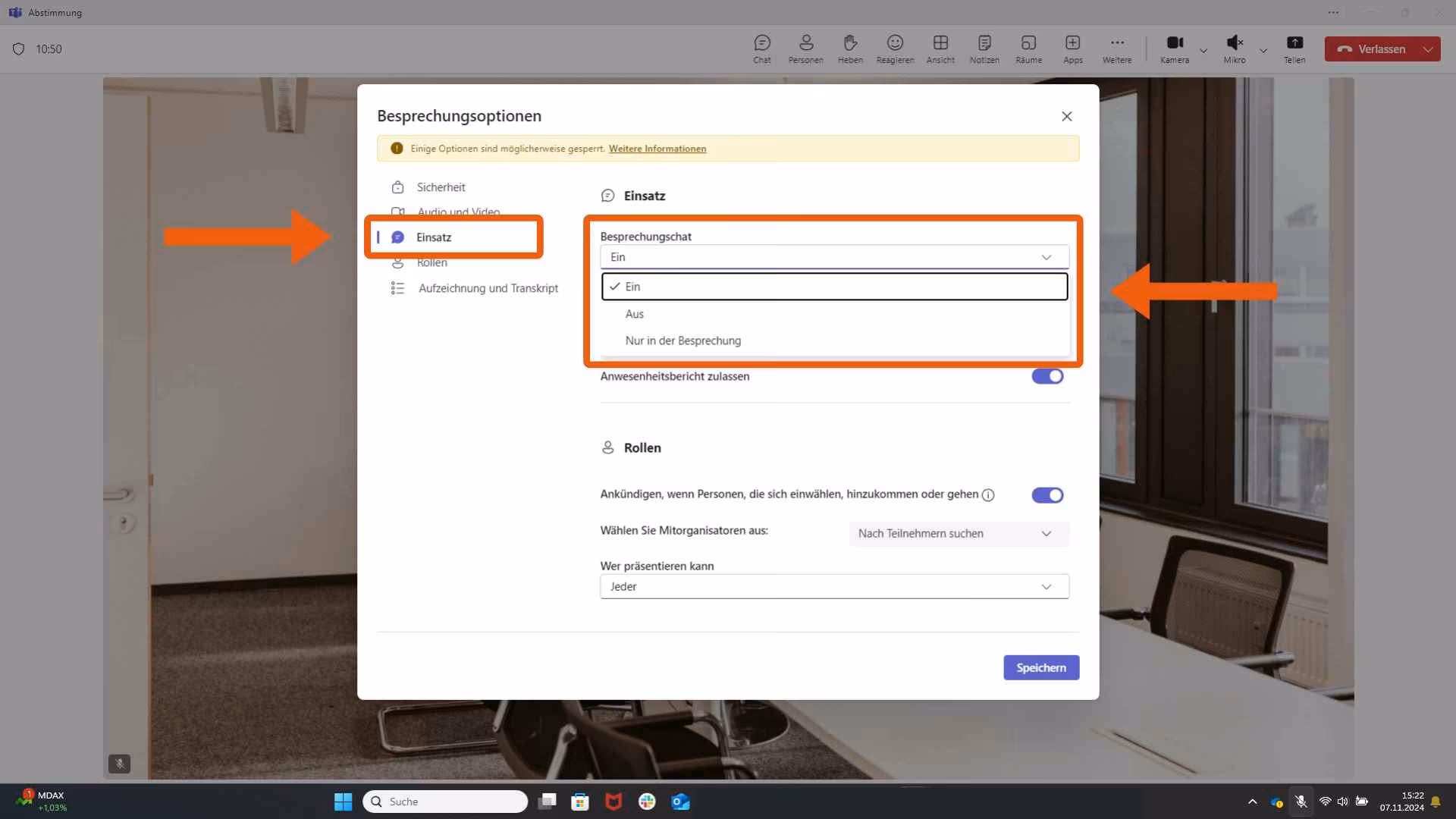 Microsoft Teams Einsatz Einstellung